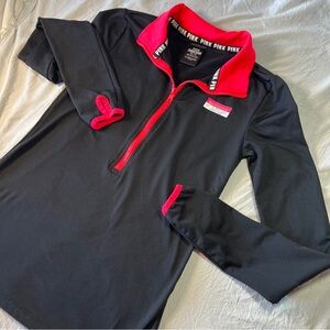 PINK Victoria’s Secret Ultimate 1/2 Zip Pullover Top Women Sz XS Black Neon Pink